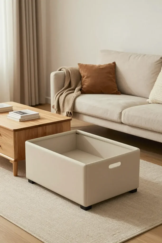  Hidden storage furniture in a small apartment living room