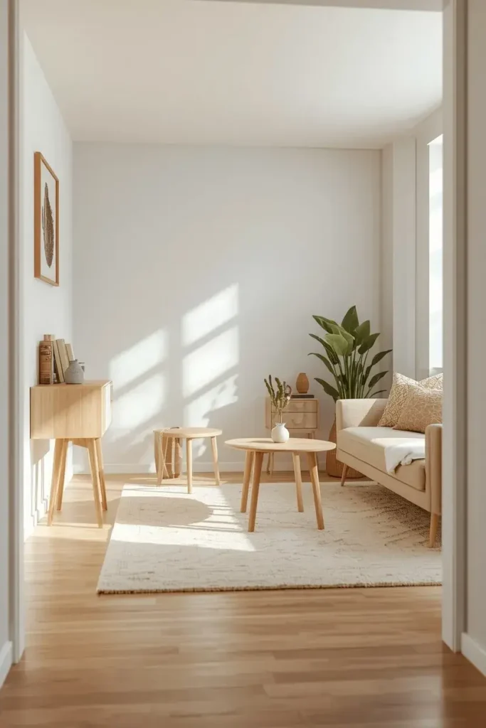 Open floor layout making a tiny living room feel larger