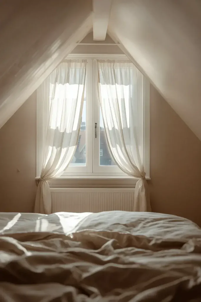 Skylight window bringing natural light into attic bedroom