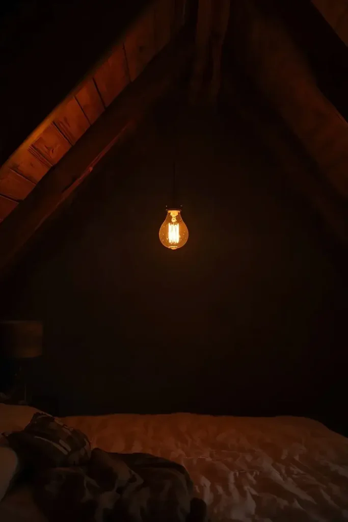 Soft pendant lighting for attic bedroom ceiling