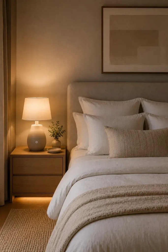 Touch-control bedroom lamp with adjustable warm lighting