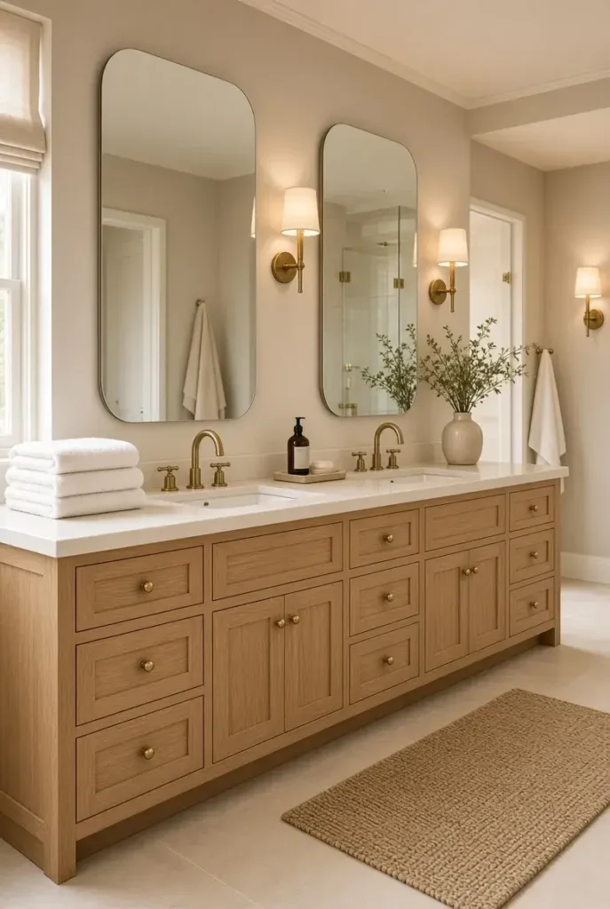 Elegant primary bathroom with a white freestanding bathtub near a window