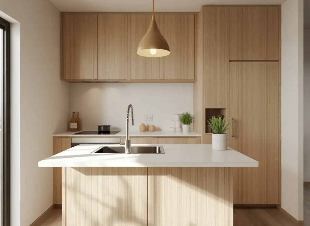 Compact prep sink installed in a small kitchen island