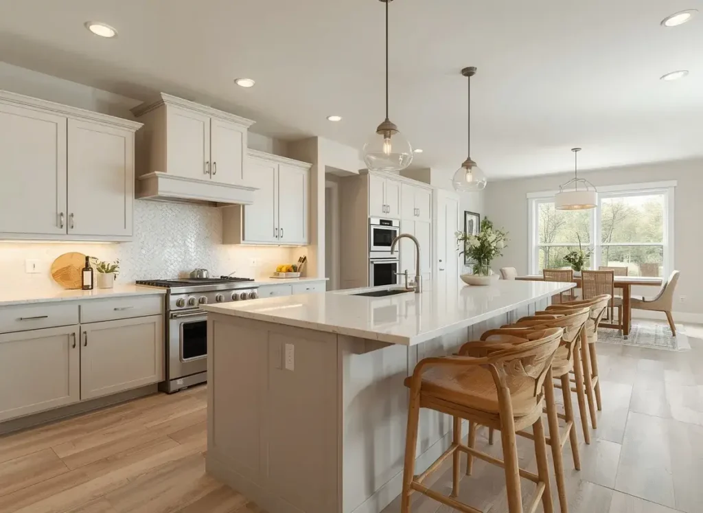Kitchen island with sink and comfortable seating for family and guests
