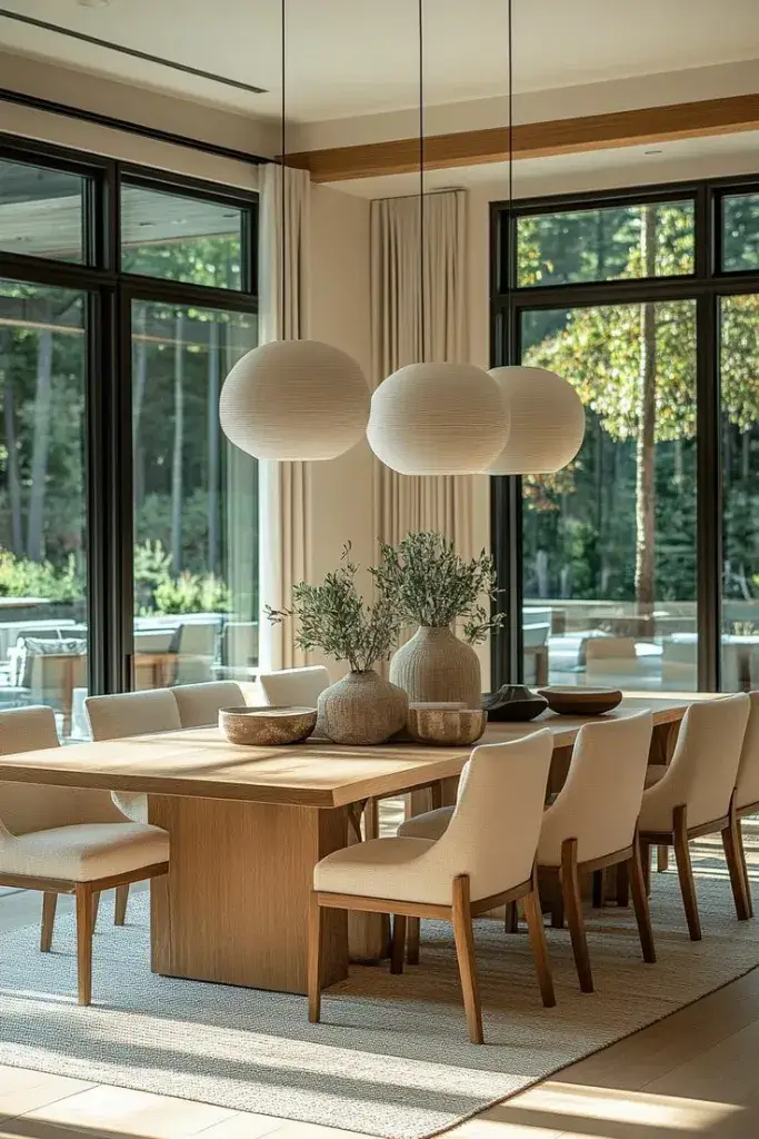 Dining area positioned near a large window for natural light