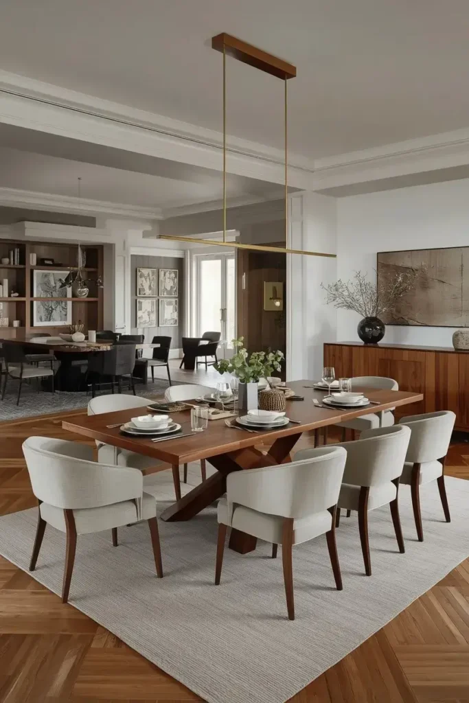 Extendable walnut dining table for flexible family dining and entertaining