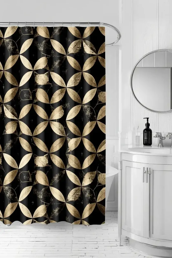 Modern geometric pattern shower curtain for a bold bathroom style
