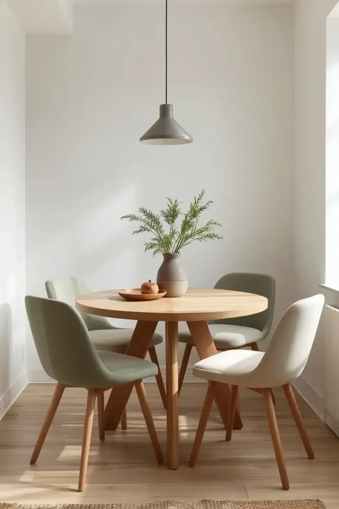 Round dining table idea for a small and cozy dining space