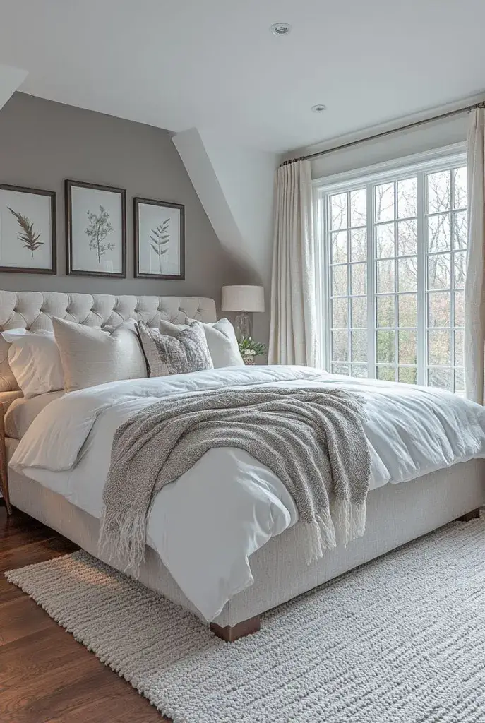 Modern white loft bed in a bright Scandinavian bedroom